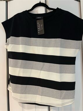 Black & White Striped Cap-Sleeve Tank